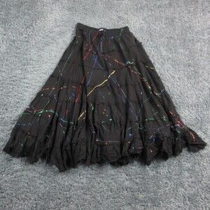 Sarah Handpainted Originals Skirt Womens One Size Black Ruffle Splatter 26x32.5*
